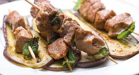 recipe image Espetadas de borrego com beringelas