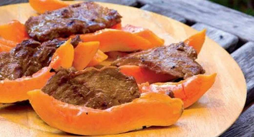 recipe image Bifes da vazia com papaia