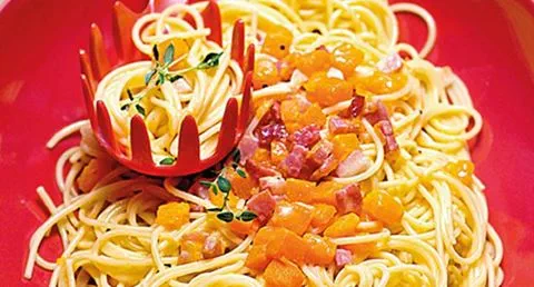 recipe image Esparguete com abóbora à “Carbonara”
