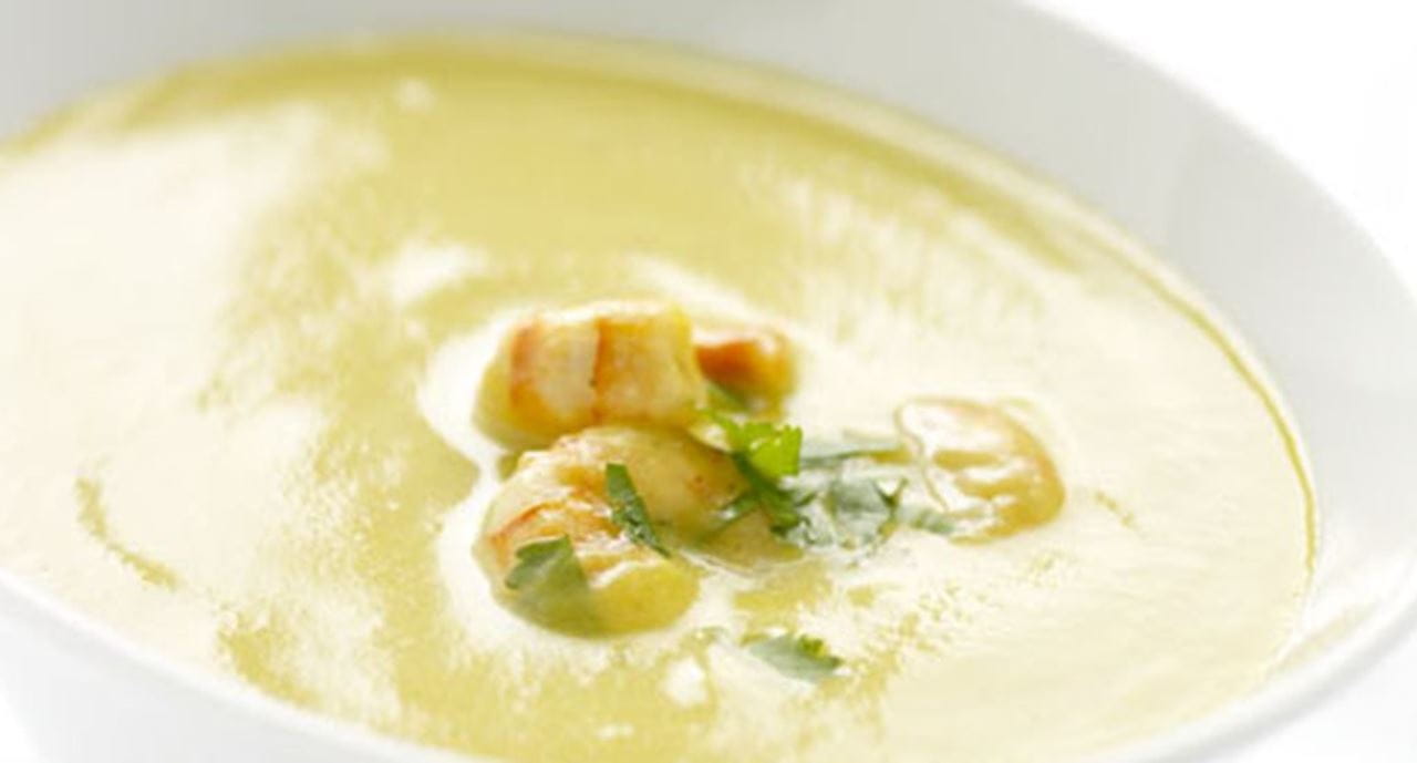 recipe image Creme de abóbora com camarão