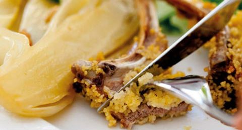 recipe image Costeletas de borrego em crosta de cuscus