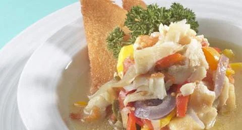 recipe image Caldo de Bacalhau com Pão Frito