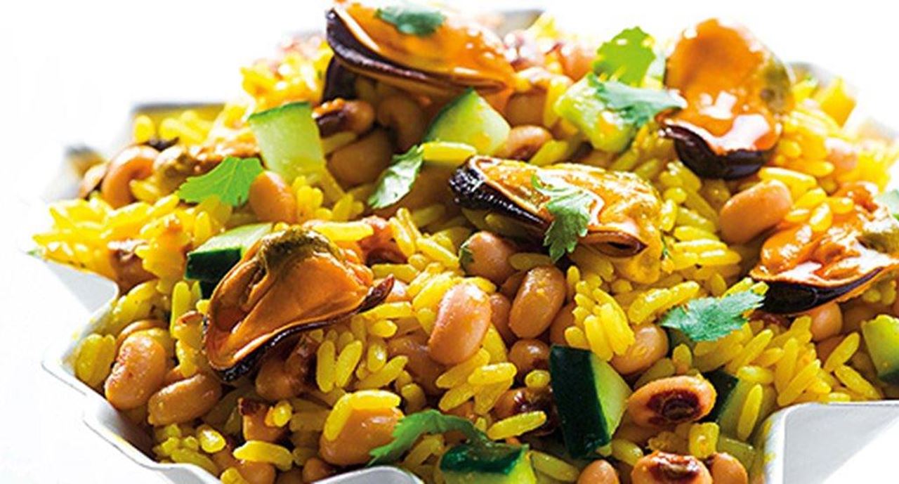 recipe image Salada de arroz, feijão frade e mexilhões de escabeche