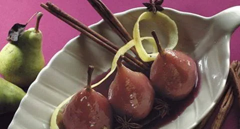 recipe image Peras em Vinho Tinto