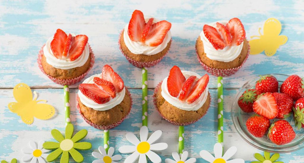 recipe image Cupcakes Borboletas de Morango