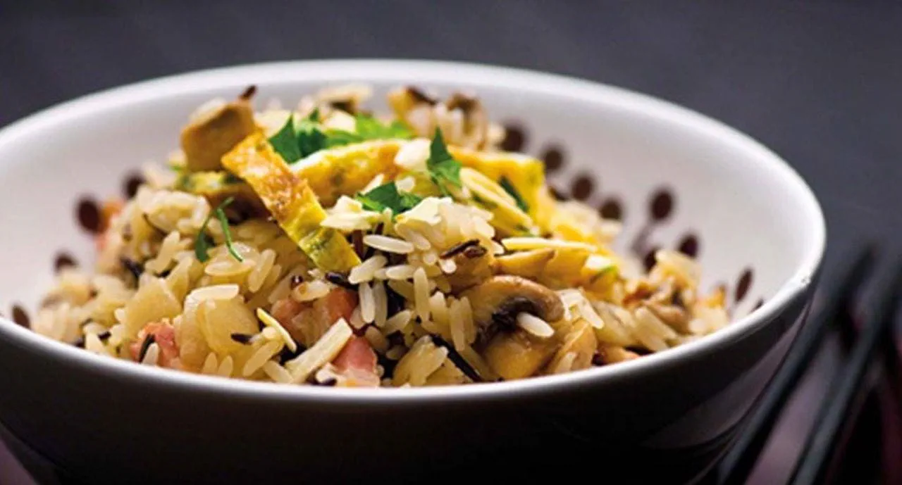 recipe image Arroz selvagem com cogumelos e bacon