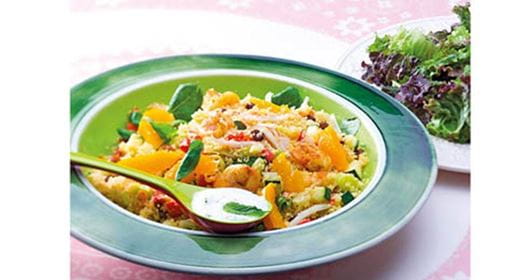 recipe image Salada de cuscuz com camarão e delícias do mar