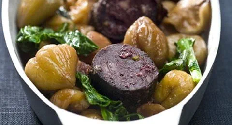 recipe image Migas de castanhas com grelos e morcela