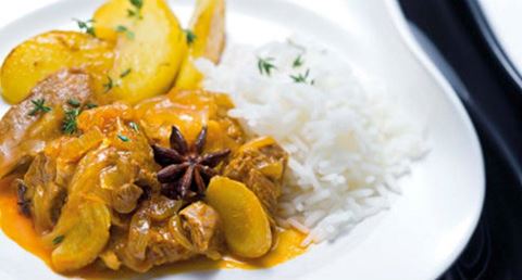 recipe image Borrego com caril e feijão branco