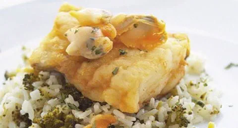recipe image Lombo de bacalhau fresco com arroz de brócolos