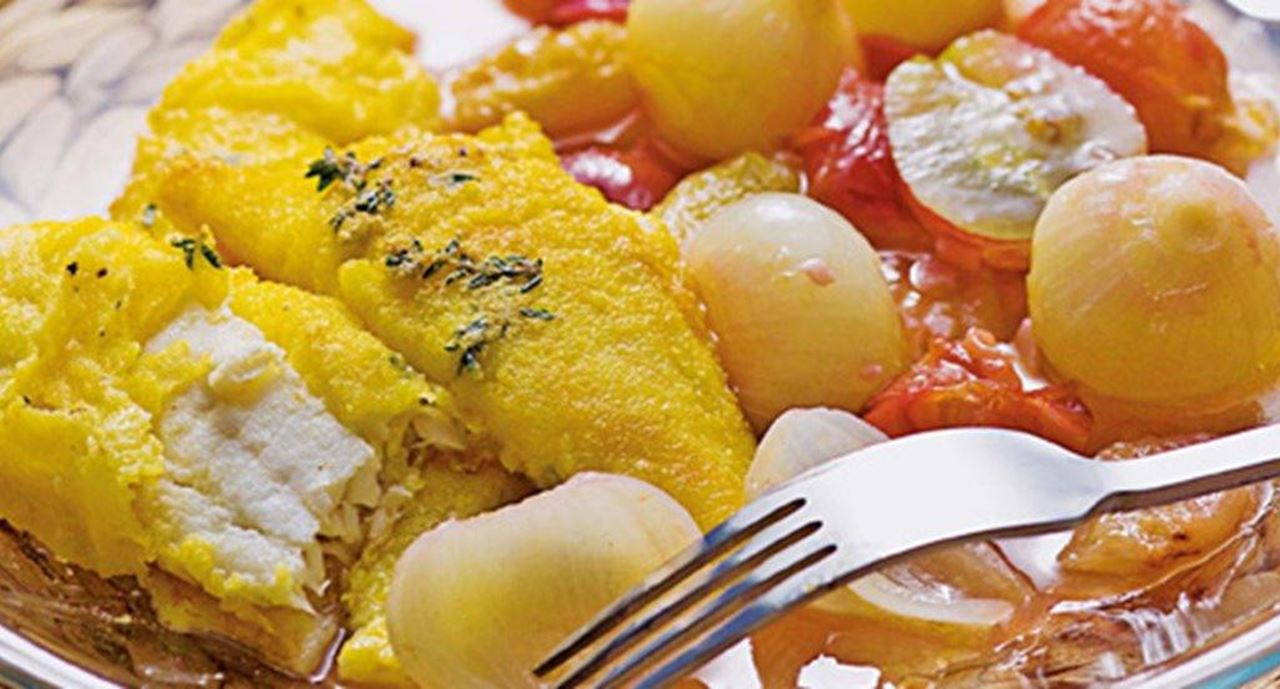 recipe image Filetes de linguado com cebolinhas e uvas