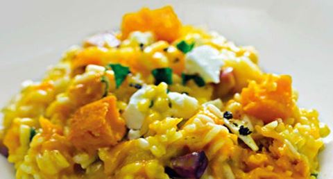 recipe image Risotto de butternut com 2 queijos e hortelã