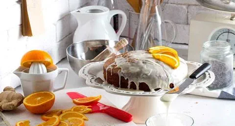 recipe image Bolo de laranja e gengibre com sementes de papoila