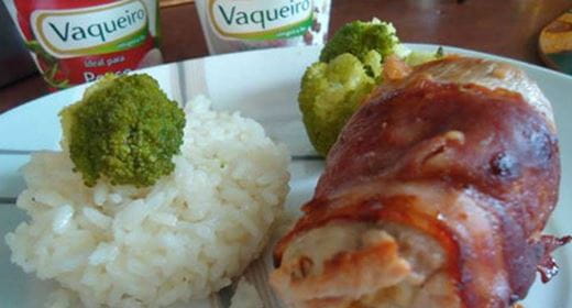 recipe image Bife de Perú com Bacon Enrolado com Alheira e Queijo
