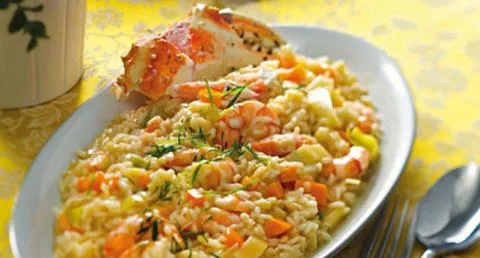recipe image Risotto de camarão com caranguejo do Alasca