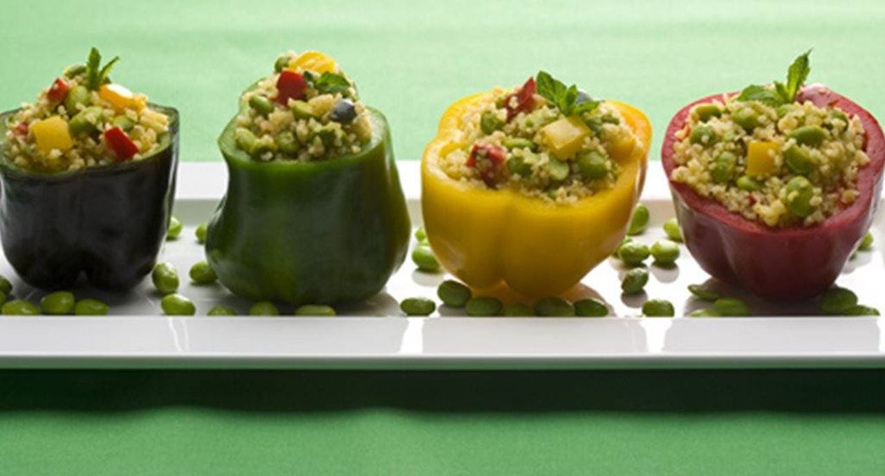 recipe image Bulgur com soja fresca em caixa de 4 pimentos