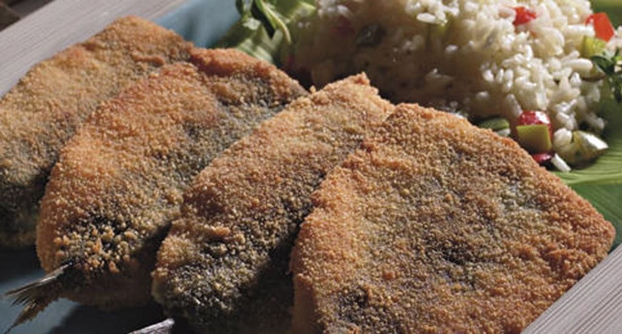recipe image Sardinhas Panadas com Arroz de 2 Pimentos
