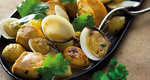 recipe image Peru com amêijoas e castanhas