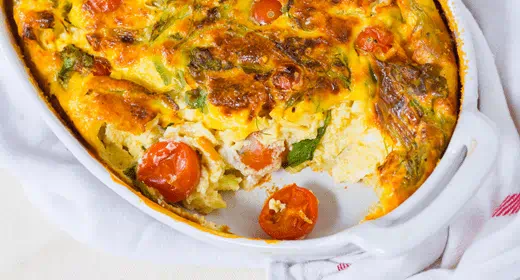 recipe image Clafouti salgado com tomate e queijo feta