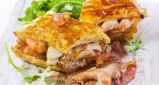 recipe image Mil folhas de bacalhau e gambas