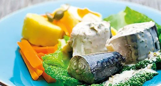 recipe image Cavala com molho de alho e alcaparras