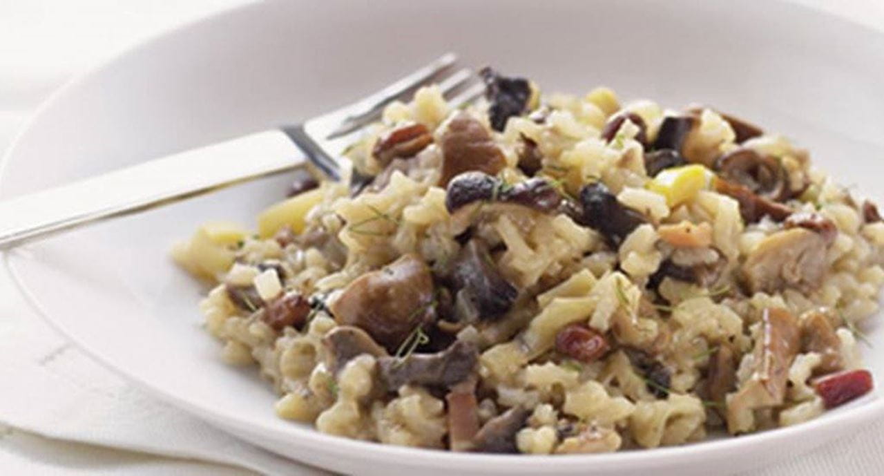 recipe image Risotto de cogumelos com passas e presunto