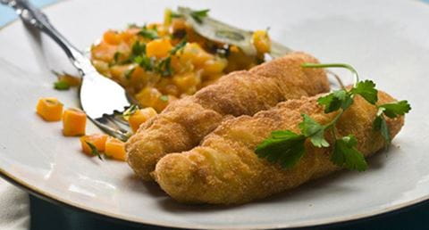 recipe image Ovas de bacalhau panadas com escabeche de cenoura