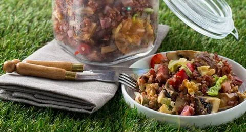 recipe image Arroz selvagem com fiambre, cogumelos e nozes