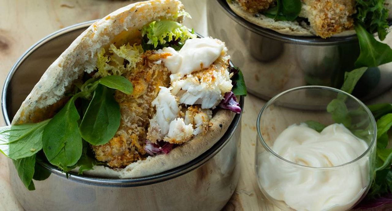 recipe image Pitas com Filetes de Peixe Crocantes
