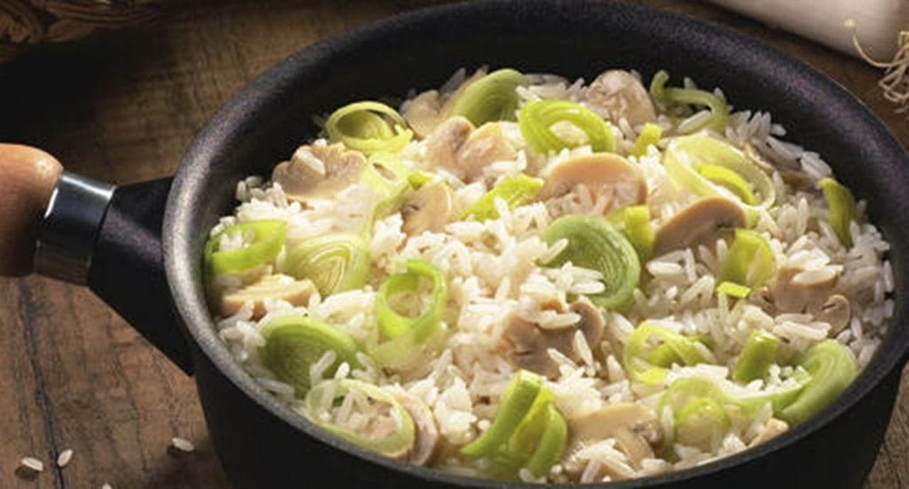 recipe image Arroz com Alho Francês e Cogumelos