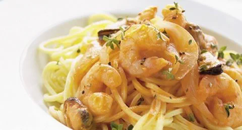 recipe image esparguete fresco com molho de frutos do mar