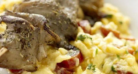 recipe image Espetadas de cogumelos com ovos mexidos