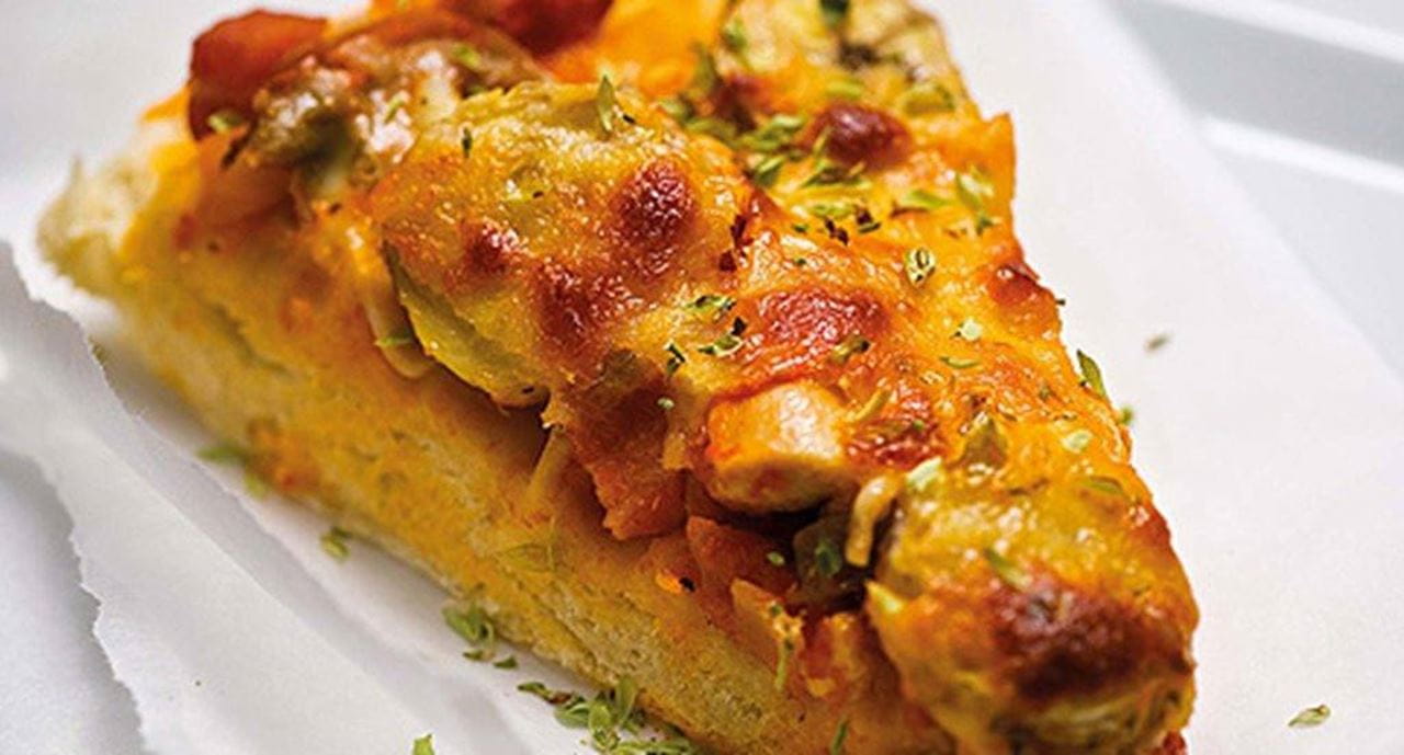 recipe image Pizza de frango com cogumelos e banana