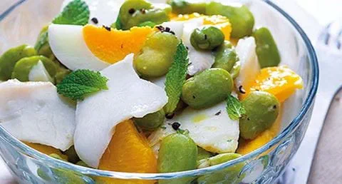 recipe image Salada de favinhas com bacalhau e laranja