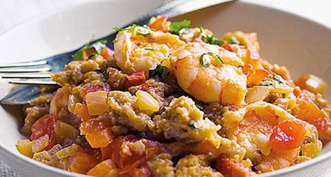 recipe image Migas de camarão com tomate