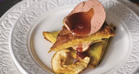 recipe image Mil folhas de fígado de pato e maçã Pink Lady