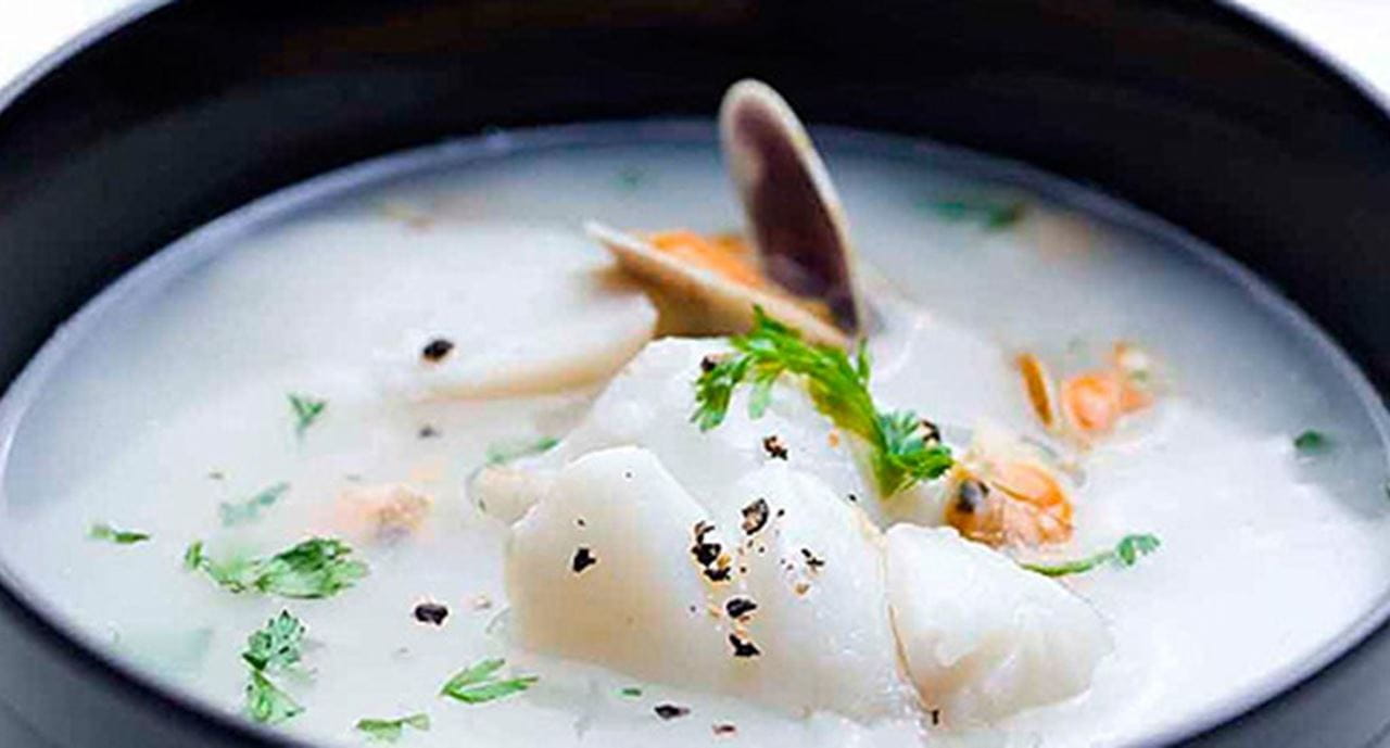 recipe image Canja de bacalhau com conquilhas