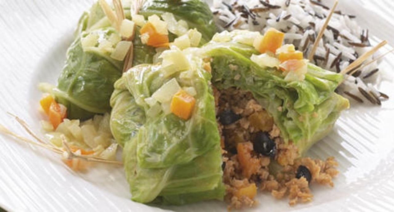 recipe image Trouxas de Couve com  Carne e Soja