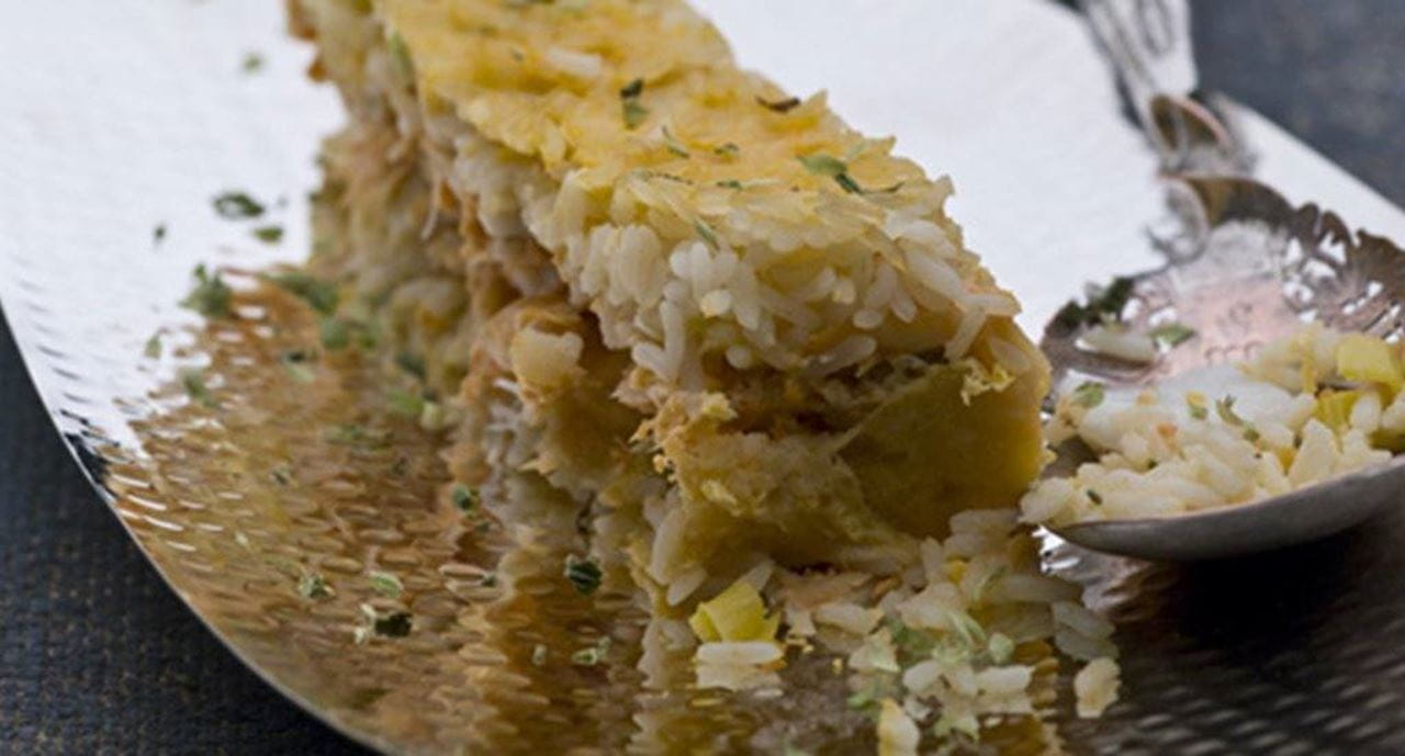 recipe image Empadão de arroz e bacalhau