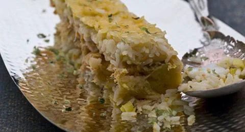 recipe image Empadão de arroz e bacalhau