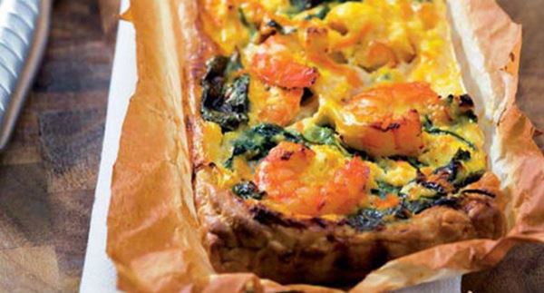 recipe image Tarte de camarão com espinafres