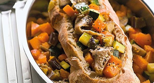 recipe image Caixa de pão com legumes estufados