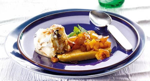 recipe image Fatias douradas com pera salteada e gelado