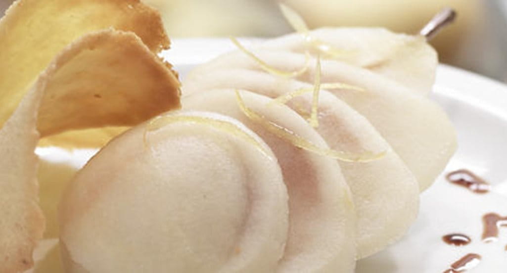 recipe image Pêra em Telha de Amêndoa
